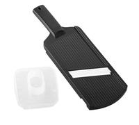 Rebanadora de Comida de Cocina Profesionales, Mandolina Cortador de Verduras Chef con Protector de Dedos e Cuchillas de Acero, para Zanahoria Frutas Tomate Patata Cebolla Corte en Rodaja (Negro)