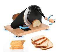Rebanadora de pan manual con manivela, grosor ajustable, hoja acero inoxidable, base succión estable for masa madre y sándwich, fácil limpiar for uso doméstico comercial(Black)