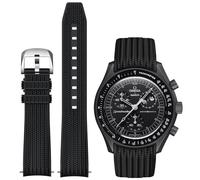 Rebandace Correa para reloj Moonswatch, patrón de establecimiento de silicona para Omega X Swatch, correa curvada para hombres y mujeres, 20 mm, talla única, Silicona, No es una piedra preciosa