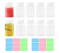 Rebanky 10 Pcs Botellas de plástico para jugo con tapas Botellas Pequeñas Reutilizables de Plastico Botella de Transparente con Tapón de Rosca Botellas de Bebida de Batido Vacías para bebidas y agua