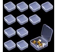 Rebanky 12 Piezas Cajas Plastico Transparente Pequeñas Almacenaje Mini Cuadradas Para Cuentas, Artículos (5x5x2 cm)
