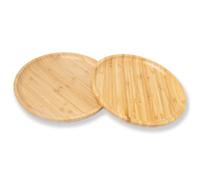 Rebanky 2 Piezas Bandeja de Bambu Redonda Bandejas de Servir de Bambu Platos de Madera Redondos 25 cm Bandeja de Madera para Mesita de Salón, Alimentos, Fruta, Pan, 25 x 25 x 2 cm
