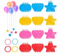Rebanky 36 Piezas Peso para Globos de Estrellas,Corazones,Caras Sonrientes Peso Globos de Plástico Pesas para Globos de Helio Colgantes Peso de Globo con Cinta para Cumpleaños Bodas Fiestas