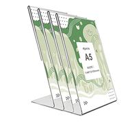 Rebanky 4 Piezas Expositor Metacrilato Transparente A5 Soporte Cartel A5 de Acrílico Soporte Sobremesa Metacrilato A5 Soporte Metacrilato Inclinado para Cartel,Menú,Precios