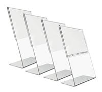 Rebanky 4 Piezas Expositor Metacrilato Transparente A6 Soporte Cartel A6 de Acrílico Soporte Sobremesa Soporte Metacrilato Inclinado Expositor 10x15 para Cartel,Menú,Precios