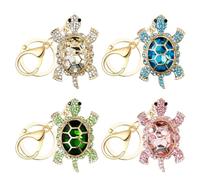 Rebanky 4 Piezas Llaveros Brillantes para Llaves de Tortuga Llavero Tortuga Marina Metal 4 Colores Llaveros Brillantes Tortuga para Coche, Monedero, Carteras o Regalos