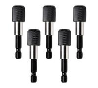 Rebanky 5 Piezas Portapuntas Magnético Cambio Rápido 1/4'' 60mm Portapuntas Pladur Magnetico Portapuntas Destornillador Mango Hexagonal con Tope de Profundidad para Pared de Yeso (Negro)