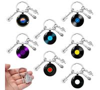 Rebanky 7 Piezas Llavero Disco de Vinilo Llavero Micrófono, Guitarra, Notas Musicales Colgante Llaveros Mesa de Mezclas DJ para Amantes de la Musica