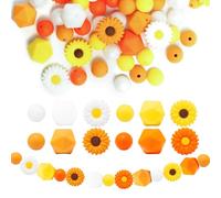 Rebanky 76 Piezas Perlas Redondas de Silicona Cuentas de Poligonal Cuentas Hexagonales de Silicona 14 mm de silicona para Hacer Joyas, Pulseras, Collares