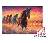 Rebaño de Caballos 1000pcs Thick Cardboard Sunset Prairie Artee Jigsaw Puzzle Adults Challenging Relaxation Home Decoration for Anniversary Holiday 70x50cm/1000pcs