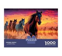 Rebaño de Caballos Puzzle 1000 Piezas Wild Caballos at Sunset Idea, Puzzle Relajante Y Decorativo para Adultos Y Momentos En Familia 38x26cm/1000pcs