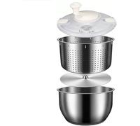 REBCACE Girador de Ensalada de 6 litros, Lavadora de Verduras Grande de Acero Inoxidable, Tapa de PP, para Lavadora de Frutas, girador de Pasta y Patatas Fritas