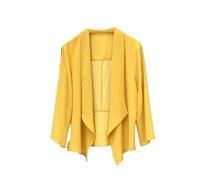 Rebeca De Verano,Bolero De Verano para Mujer Cárdigan De Gasa con Mangas 3/4 Frente Abierto Chal Transparente Chaquetas Cortas Finas para Noche Boda Amarillo Jengibre XL