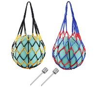 REBECASKYENS 2 piezas de red para pelotas de fútbol, baloncesto y voleibol, bolsa de malla con cierre de cordón, disponible en colores múltiples