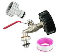 REBECASKYENS IBC - Adaptador de depósito IBC para depósito de agua, conector de grifo S60 x 6 a latón para grifo de jardín con conexión de manguera de 1/2 pulgadas, aceite, combustible y agua
