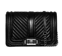 Rebecca Minkoff Chevron acolchado pequeño amor cruzado, negro, Negro -