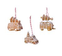 Rebecca Mobili Addobbi Galleta Mazapane, colgantes de coche, 3 unidades, polirresina, blanco marrón, decoraciones de Navidad para colgar - Medidas: 7,5 x 7 x 4,5 cm - Art. HA2049