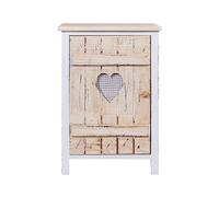 Rebecca Mobili Aparador de cocina, armario con 1 puerta, madera de paulownia, marrón blanco, estilo shabby - Medidas: 57 x 40 x 30,5 cm ( AxANxF) - Art. RE4352