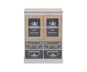Rebecca Mobili Aparador Shabby, Armario de Cocina autoportante, aglomerado de PVC melanina, Blanco Beige Gris, 2 Puertas 4 cajones - Medidas: 81 x 58 x 30 cm (AxANxFON) - Art. RE6740
