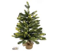 Rebecca Mobili Árbol de Navidad de Mesa con Leds, árbol de Navidad de 60 cm, montado, 50 Luces, 80 Ramas, Base Cubierta de Yute - Tamaño: 60 x 35 x 35 cm (AxANxFON) - Art. RE6772