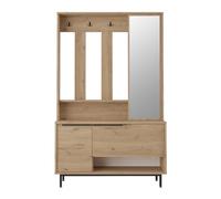 Rebecca Mobili Armario de entrada con espejo, armario moderno con zapatero, color roble gris oscuro, aglomerado PVC cristal, compacto - Medidas (alto x ancho x profundo): 178 x 112 x 33,5 cm - Art.