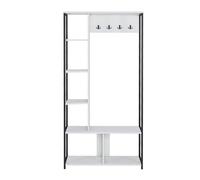 Mobili Rebecca Armario abierto con 5 estantes de aglomerado y acero blanco