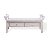 Rebecca Mobili Banco blanco, mueble auxiliar contenedor con 2 cajones, madera, estilo provenzal, entrada dormitorio- Medidas: 47,5 x 108,5 x 38 cm ( AxANxF) - Art. RE4506