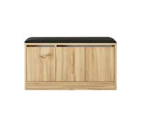 Rebecca Mobili Banco de almacenamiento, zapatero con asiento, color roble gris oscuro, aglomerado de piel sintética, con 4 compartimentos, para entrada, medidas 46 x 89,5 x 35,5 cm - Art. RE7089