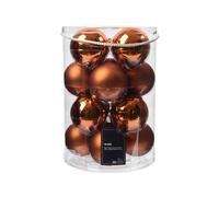 Rebecca Mobili Bolas de Navidad, adornos para árbol, 16 unidades, cristal, naranja oscuro, decoración navideña, acabado mate brillante - Diámetro: Ø 8 cm - Art. HA2041