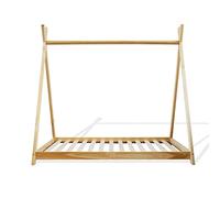 Rebecca Mobili Cama Baja para niños, Cama para el Dormitorio de los niños, Forma de Tienda de campaña India, para bebé niña, Madera de Pino, con somier de láminas 80 x 160 cm - Art. RE6760