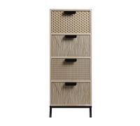 Rebecca Mobili Cómoda con 4 Cajones, Cómoda Multiusos, Madera MDF Metal, Negro Marrón, Estilo Industrial, Decoración del Hogar - Dimensiones AxAnxFon: 76 x 30 x 25 cm - Art. RE6906