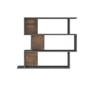 Rebecca Mobili Estantería para libros, pequeña librería colgante, gris efecto hormigón, aglomerado, con 4 estantes y 8 compartimentos, para salón moderno - Medidas (alto x ancho x profundo): 88 x 104