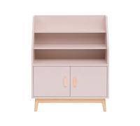 Rebecca Mobili Estantería para Niños, Estantería Montessori, Rosa Marrón, MDF Pino, con 3 Estantes y 1 Compartimento, para Libros Juguetes - Dimensiones AxAnxFon: 100 x 80 x 33 cm - Art. RE7131