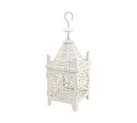 Rebecca Mobili Farol Decorativo, Portavelas Blanco, Metal con Gancho, para Bodas - Medidas: 38 x 14 x 14 cm (AxANxFON) - Art. RE6553