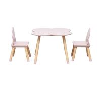 Rebecca Mobili Juego de mesa y 2 sillas para niños, mesa infantil con sillas, color rosa marrón, MDF pino, para dormitorio infantil - Medidas: 44 x 60 x 60 cm/50 x 28 x 25 cm - Art. RE7017