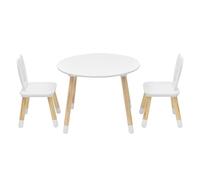 Mobili Rebecca Juego con mesa baja y 2 sillas infantiles de mdf blanco