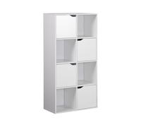 Rebecca Mobili Librería Independiente, Estantería para Salón, Blanco, Aglomerado, 4 Estantes 8 Compartimentos en Cubo, con Antivuelco - Medidas AxAnxFon: 119 x 60 x 29 cm - Art. RE7114