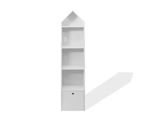 Rebecca Mobili Librería Infantil, estantería para Juguetes, Madera Blanca MDF, 1 cajón 4 estantes para organizar Juegos, Libros y Libros Infantiles - Dimensiones AxANxFON: 154x35x30 cm - Art. RE6731