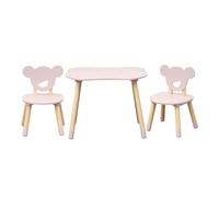 Rebecca Mobili Mesa y 2 Sillas para Niños, Juego de Mesa con Sillas, Rosa Marrón, MDF Pino, Estilo Escandinavo - Dimensiones: 44 x 60 x 56 cm / 47 x 30 x 28 cm - Art. RE7138