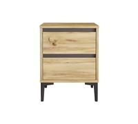 Rebecca Mobili Mesita de noche escandinava, 2 cajones, roble claro gris oscuro, aglomerado PVC, ahorra espacio, diseño moderno - Medidas (alto x ancho x profundo): 58,5 x 45 x 45 cm - Art. RE7220