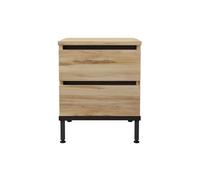 Rebecca Mobili Mesita de noche moderna, mesa de noche de diseño, roble claro gris oscuro, aglomerado de hierro, estable, con 2 cajones - Medidas (alto x ancho x profundo): 49 x 40 x 35,5 cm - Art