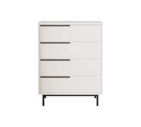 Rebecca Mobili Mueble cajonera moderna, blanco gris oscuro, aglomerado de hierro, compacto, para dormitorio o salón - Medidas HxLxP: 95 x 75 x 44,5 cm - Art. RE7213
