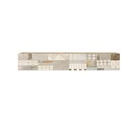 Rebecca Mobili Mueble de TV suspendido, aparador largo, color blanco roble claro, aglomerado, con 2 puertas decoradas, estilo moderno - Medidas (alto x ancho x profundidad): 29,5 x 180 x 31,5 cm - Art