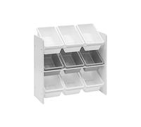 Rebecca Mobili Organizador De Juguetes, Estante con 9 Cajas Extraíbles, Blanco, Plástico MDF, para Habitación Infantil - Medidas AxAnxFon: 60 x 65 x 26,5 cm - Art. RE6847