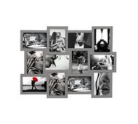 Rebecca Mobili Portafotos Múltiple Marco Para Fotos 10 x 15 Madera MDF Gris Espacio Para 12 Fotos - 47 x 60 x 1,2 cm (A x AN x FON) - Art. RE4880