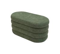 Rebecca Mobili Pouf Banco de Almacenamiento, Pouf Largo Ovalado, Verde Oscuro, Tela de Poliéster MDF, Acolchado, con Tapa - Medidas AxAnxFon: 38 x 76 x 38 cm - Art. RE7056