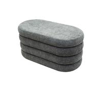 Rebecca Mobili Pouf Largo Contenedor, Pouf Banco Baúl, Gris, Tela de Poliéster MDF, Acolchado, Ovalado, con Tapa - Medidas AxAnxFon: 38 x 76 x 38 cm - Art. RE7057