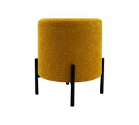 Rebecca Mobili Pouf Taburete, Otomano Reposapiés, Amarillo Mostaza, Tela de Poliéster Acero, Redondo, para Salón - Medidas HxLxP: 43,5 x 38 x 38 cm - Art. RE7058
