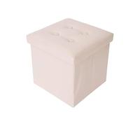 Rebecca Mobili Puf contenedor Beige, taburte cúbico Moderno, reposapiés para Oficina, Muebles para el hogar - Medidas: 30 x 30 x 30 cm (AxANxF) - Art. RE4636