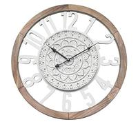 Rebecca Mobili Reloj Colgante, Reloj Decorativo Blanco marrón, Estilo lamentable, Madera MDF, Cocina, Sala de Estar - Medidas: 55 x 55 x 5 cm (HxLxP) - Art. RE6380